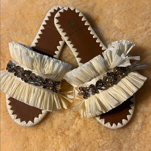 Elegant Cream and Brown Women's Sandals